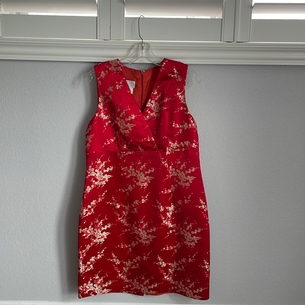 Red Short dress, rayon/silk